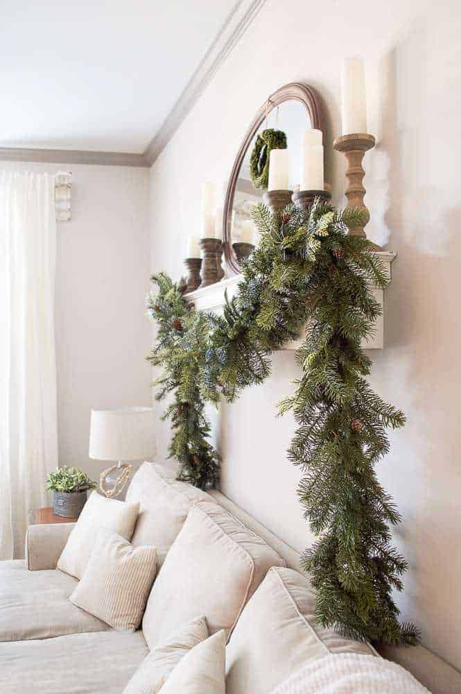 farmhouse style holiday mantel / farmhouse Christmas mantel